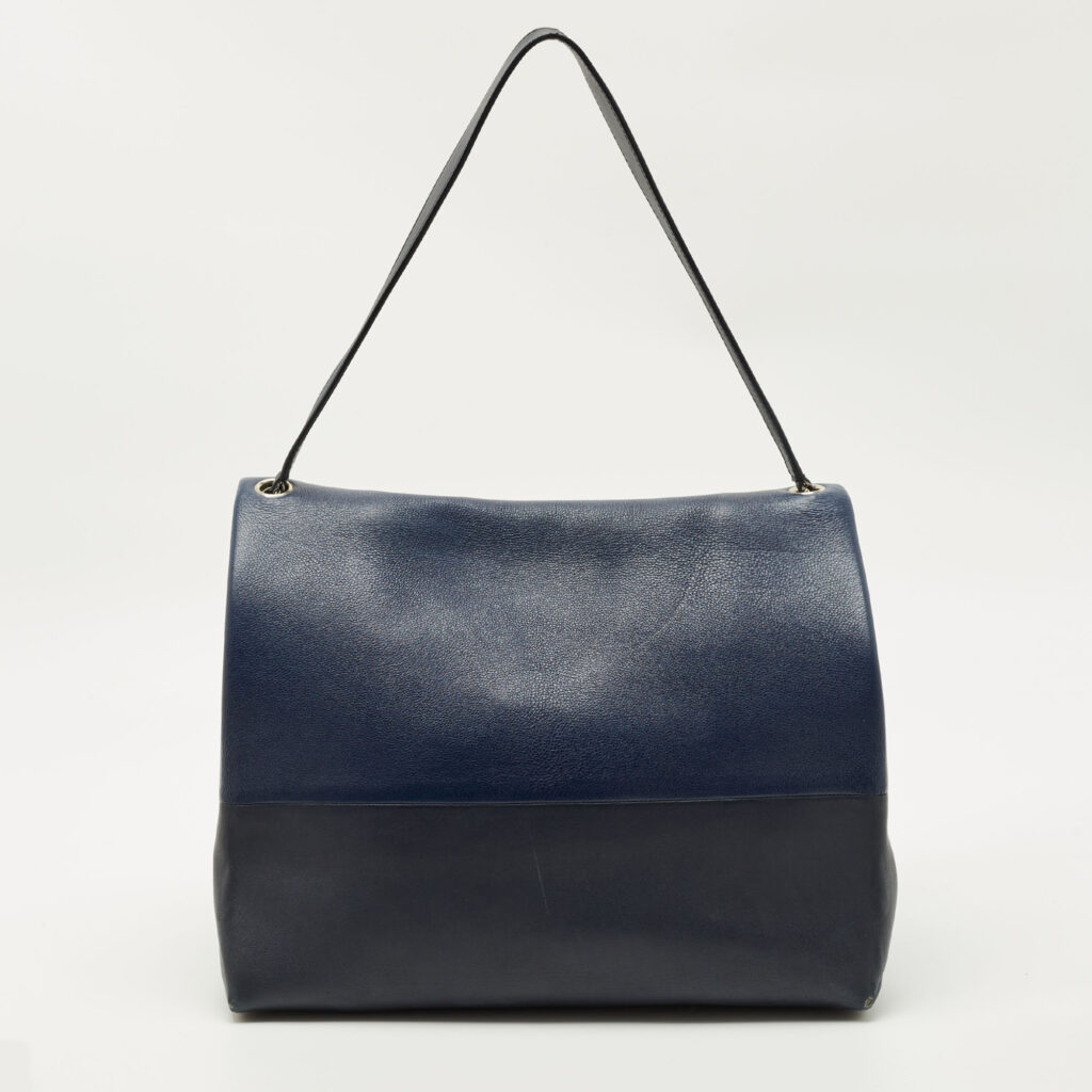 Celine Two Tone Blue Leather and Suede All Soft Shoulder Bag