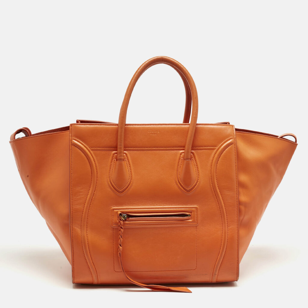 Celine Orange Leather Medium Phantom Luggage Tote Celine Orange Leather Medium Phantom Luggage Tote