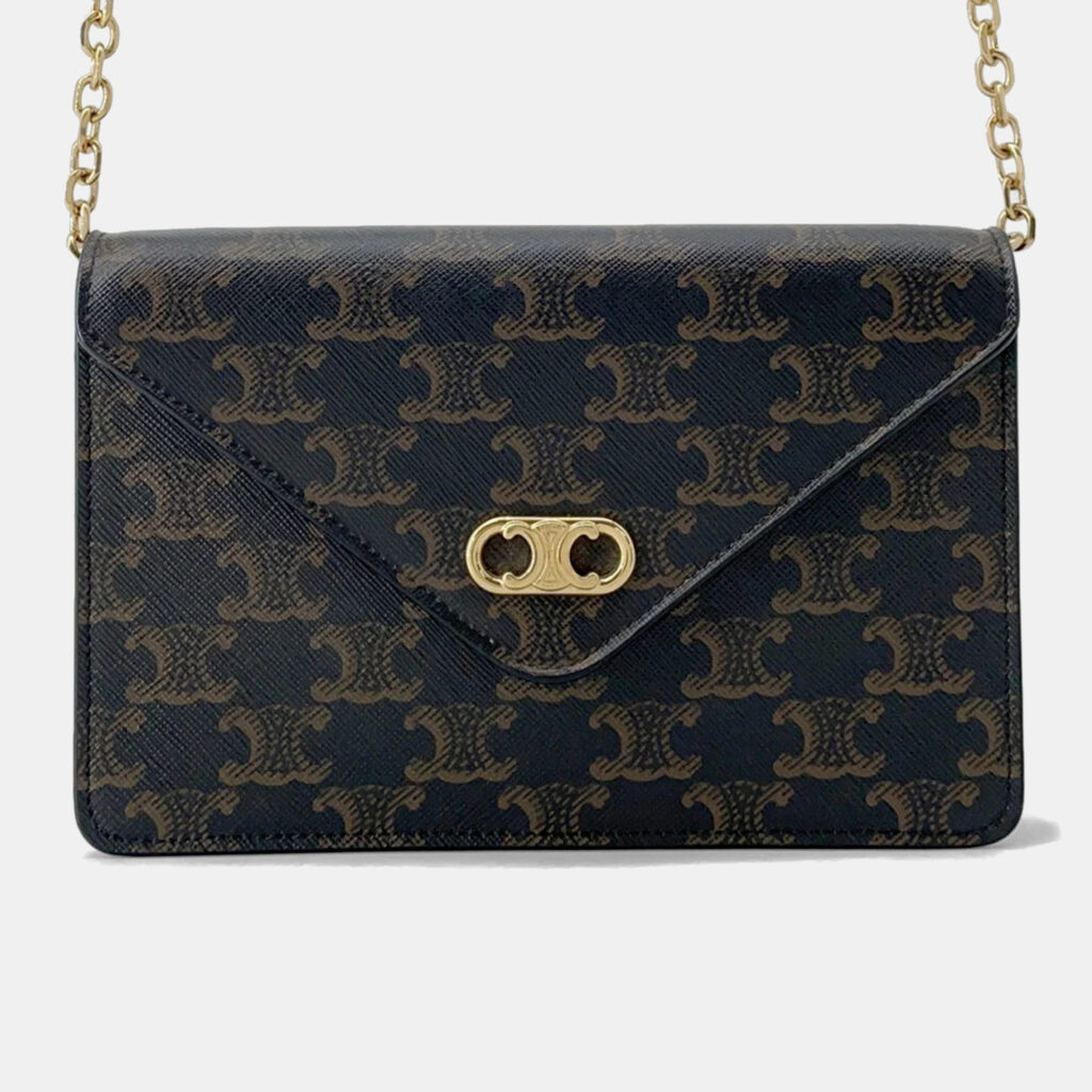 Celine Celine Chain Wallet Black/Brown Pvc/Leather Celine Celine Chain Wallet Black/Brown Pvc/Leather
