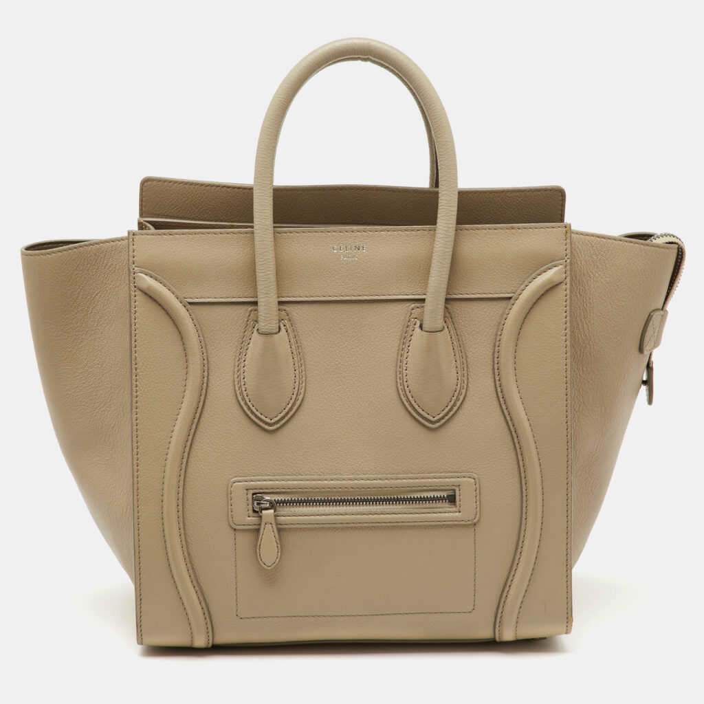 Celine Beige Leather Mini Luggage Tote
