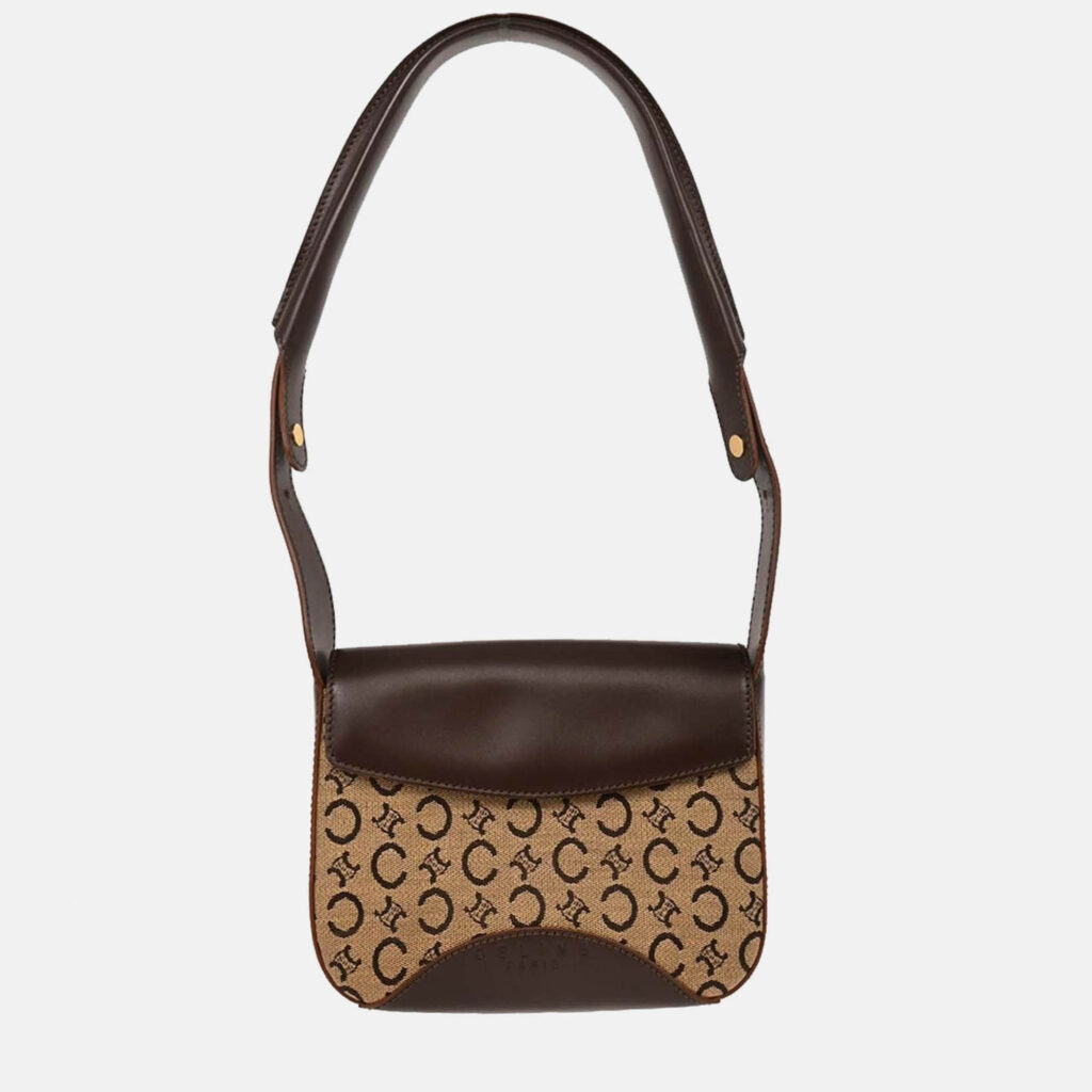 Celine C Macadam Brown Canvas Shoulder Bag Celine C Macadam Brown Canvas Shoulder Bag