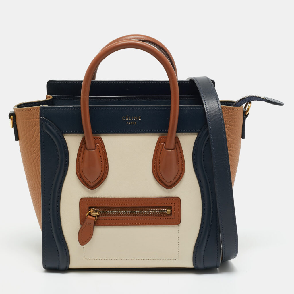Celine Tricolor Leather Nano Luggage Tote Celine Tricolor Leather Nano Luggage Tote