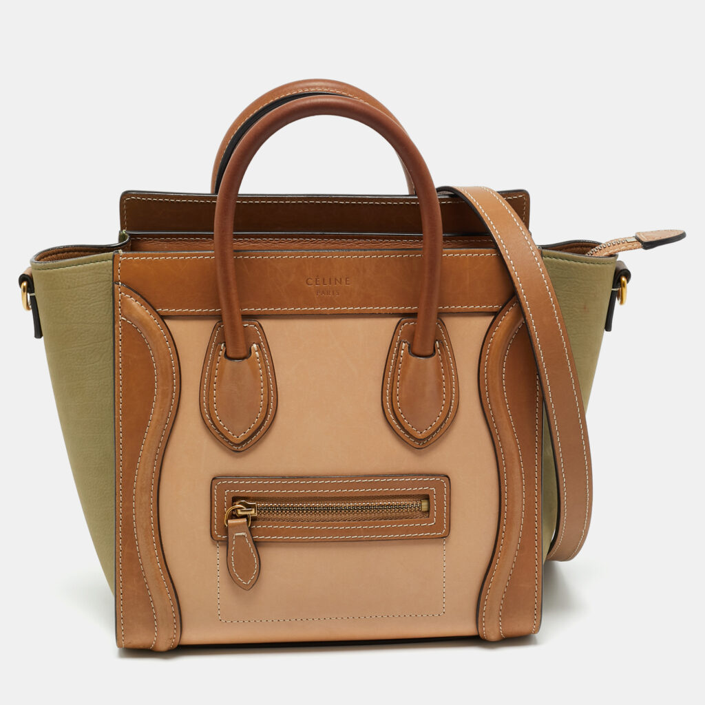 Celine Tricolor Nubuck and Leather Nano Luggage Tote