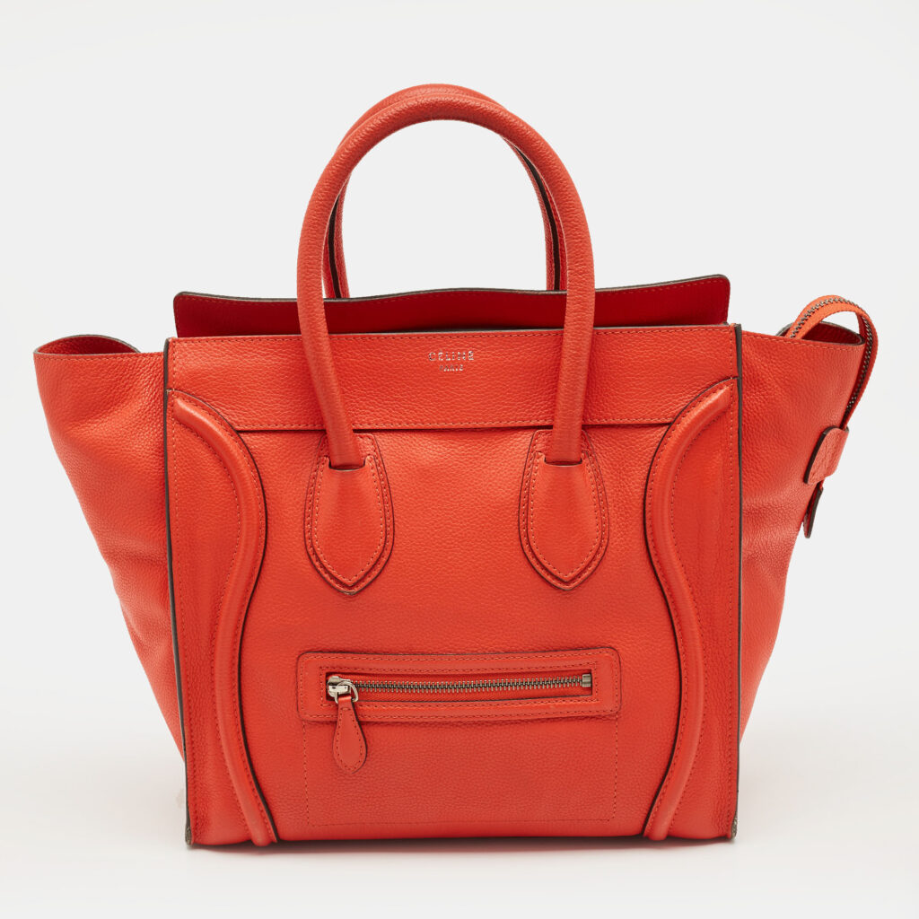 Celine Dark Orange Leather Mini Luggage Tote Celine Dark Orange Leather Mini Luggage Tote