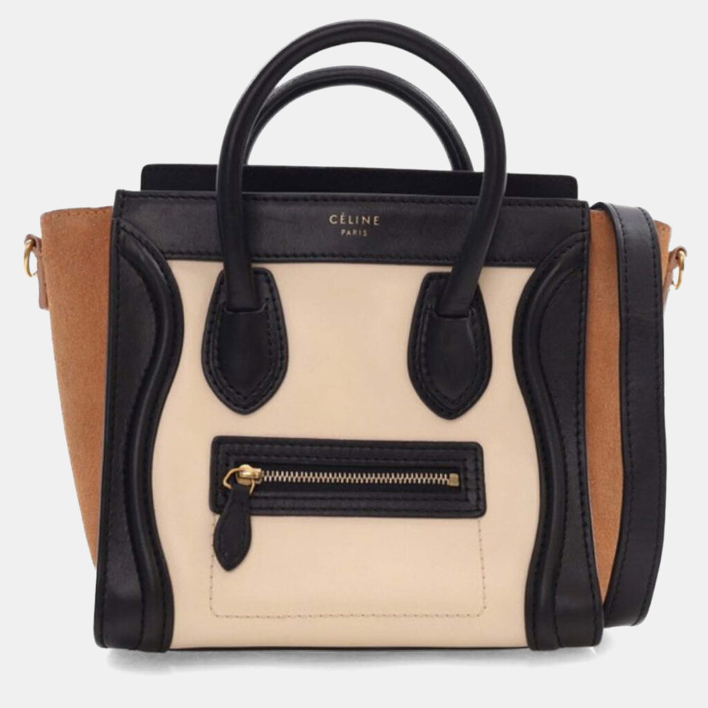 Celine Beige Nano Tricolor Leather Luggage Tote Celine Beige Nano Tricolor Leather Luggage Tote