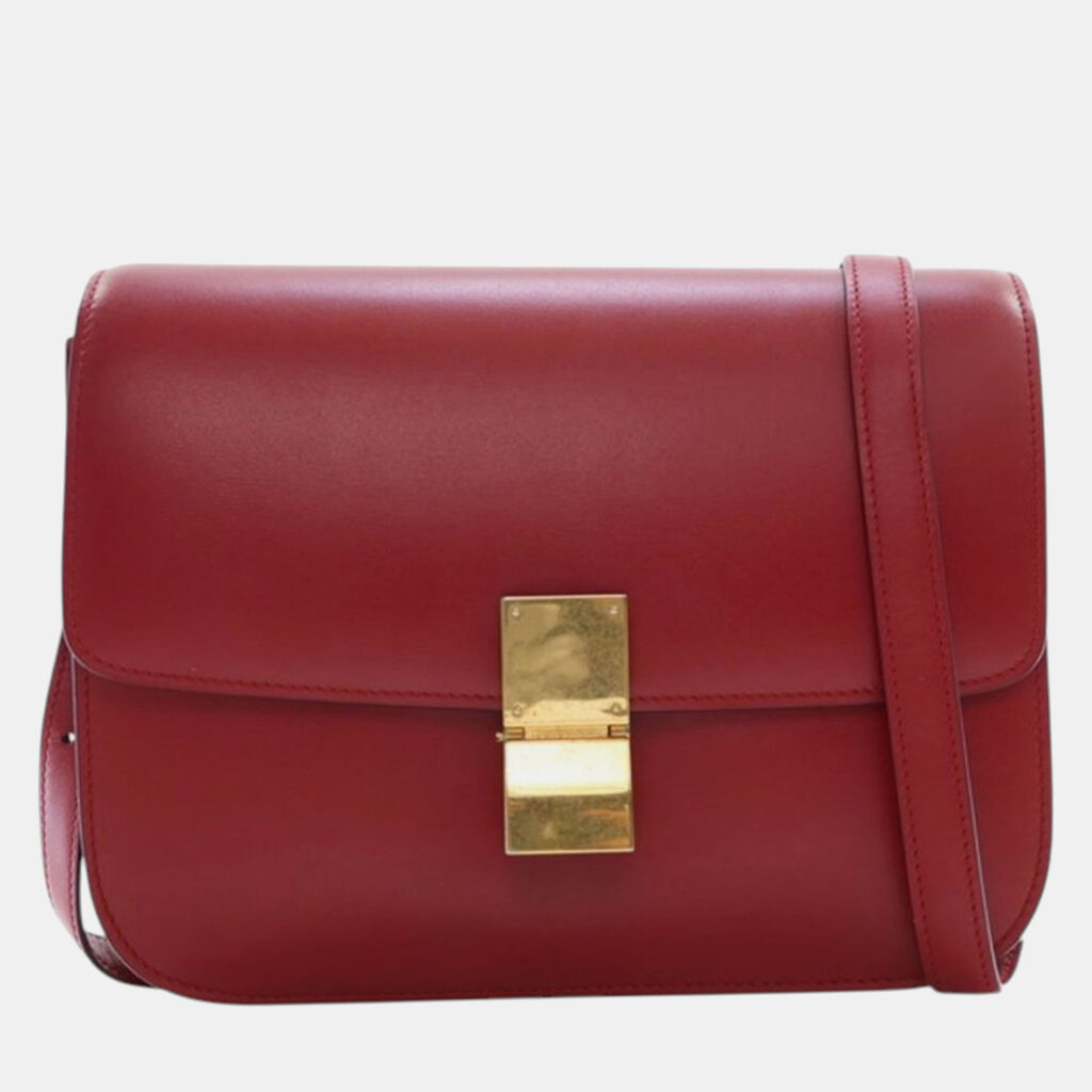 Celine Red Medium Calfskin Classic Box