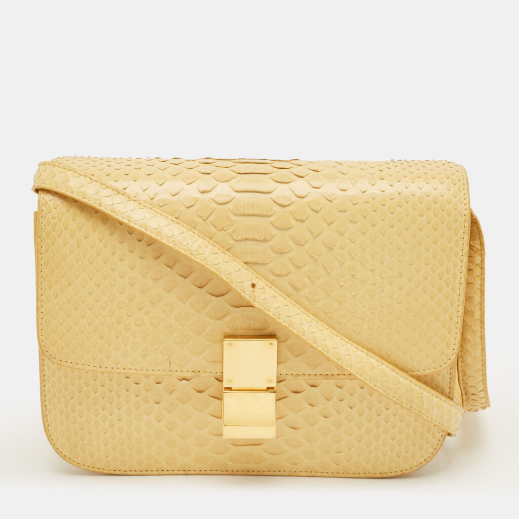 Celine Yellow Python Medium Box Shoulder Bag Celine Yellow Python Medium Box Shoulder Bag