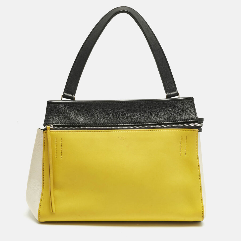 Celine Tricolor Leather Small Edge Top Handle Bag
