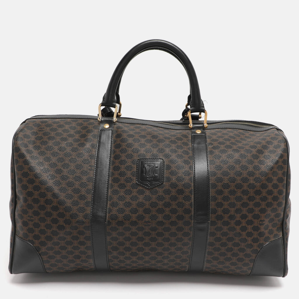 Celine Brown/Black Macadam Canvas and Leather Travel Suitcase