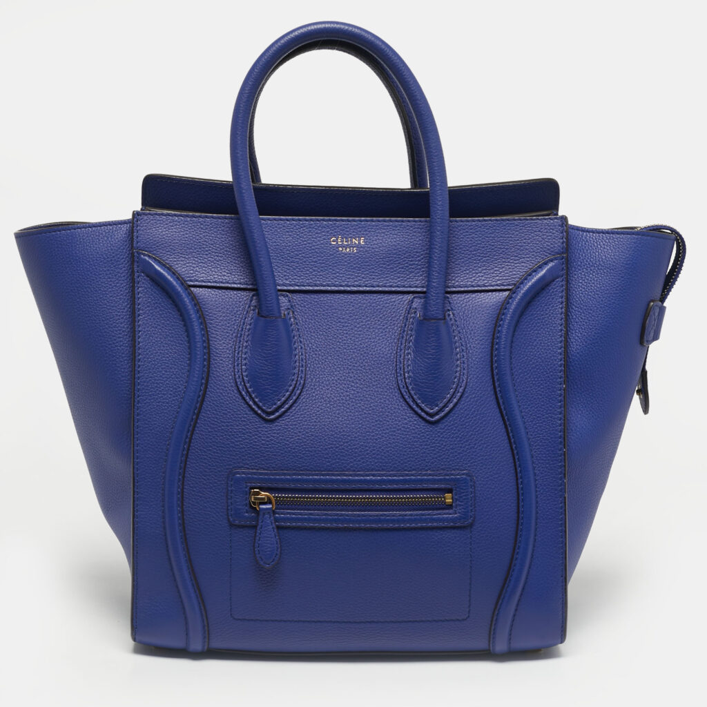 Celine Blue Leather Mini Luggage Tote Celine Blue Leather Mini Luggage Tote