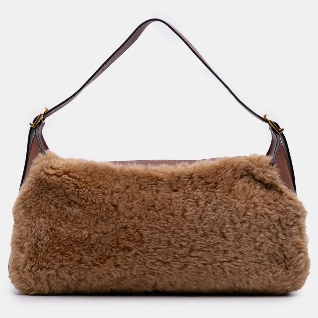 Celine Brown Shearling and Leather Romy Shoulder Bag Celine Brown Shearling and Leather Romy Shoulder Bag