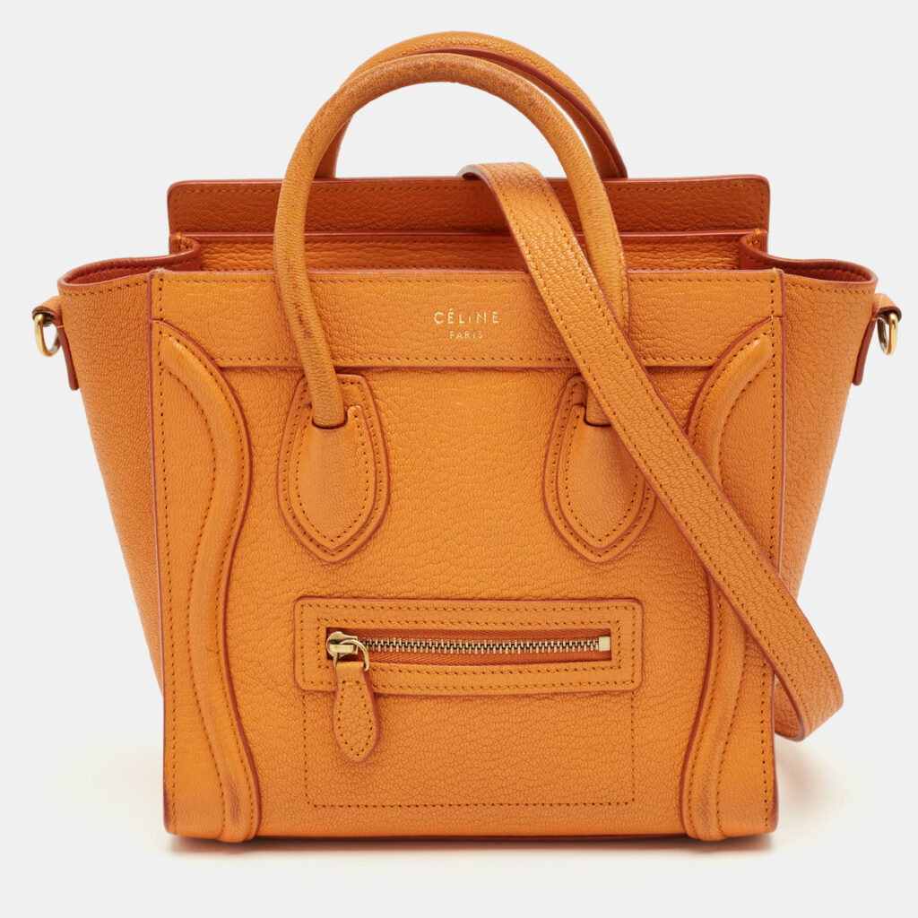 Céline Orange Leather Nano Luggage Tote Céline Orange Leather Nano Luggage Tote