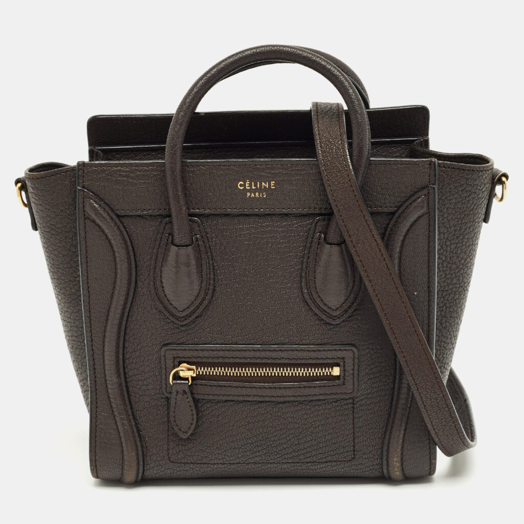 Celine Dark Grey Leather Nano Luggage Tote Celine Dark Grey Leather Nano Luggage Tote