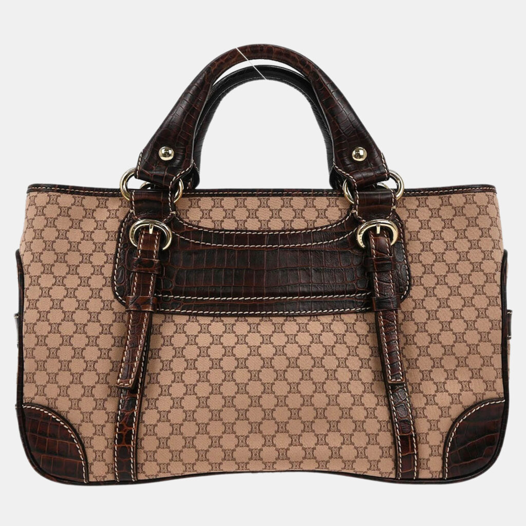 Celine Brown Canvas Macadam Boogie Tote Handbag