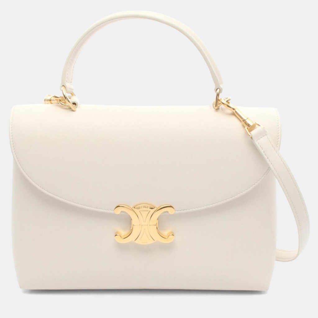 Celine Medium Nino White Leather Handbag Celine Medium Nino White Leather Handbag
