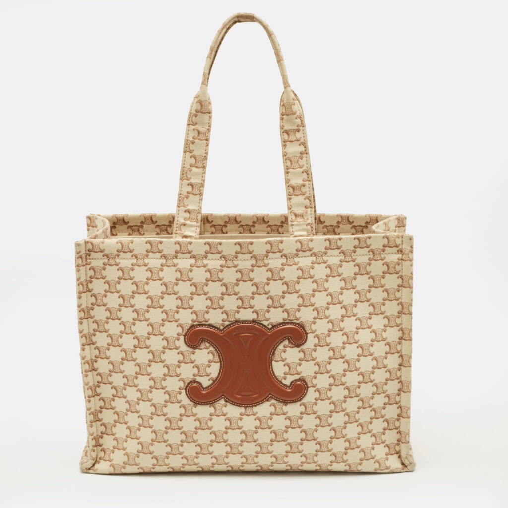 Celine Beige/Brown Triomphe Canvas Large Cabas Thais Tote Celine Beige/Brown Triomphe Canvas Large Cabas Thais Tote