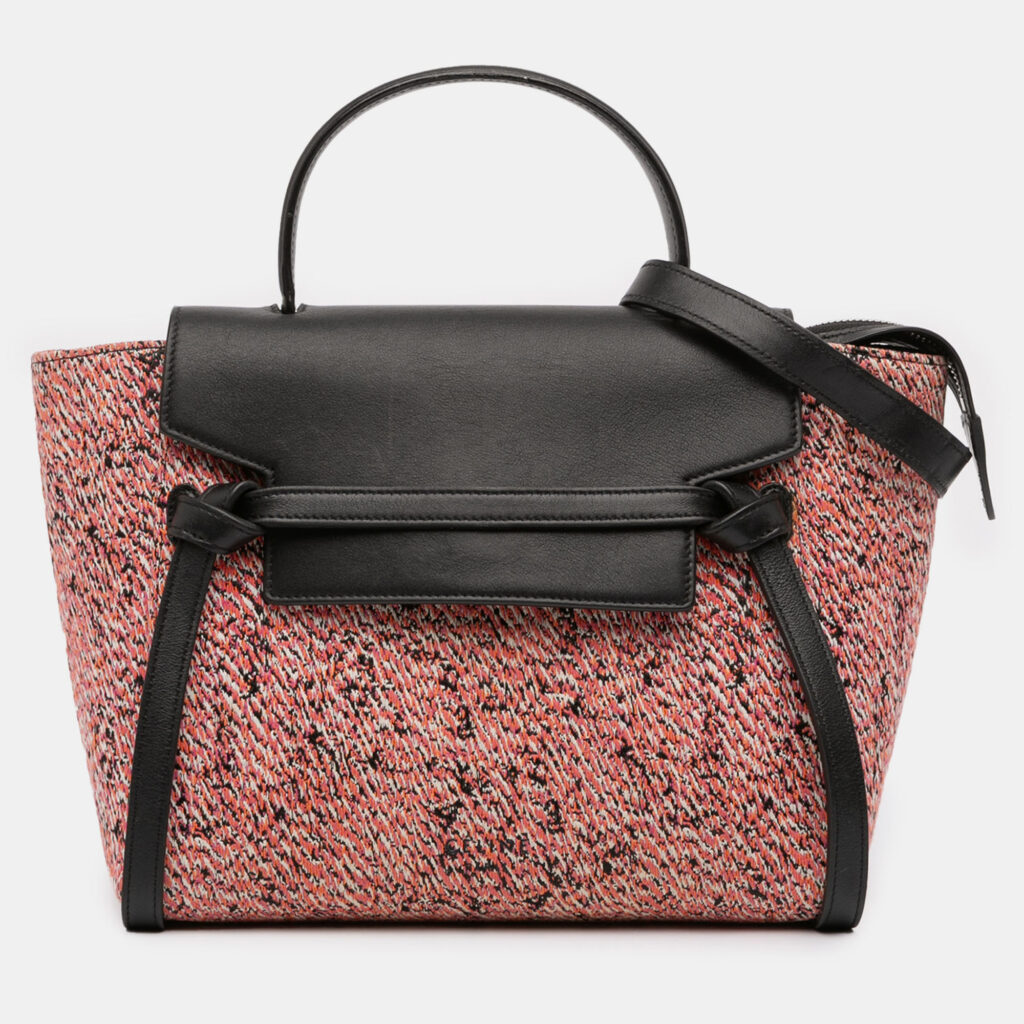 Celine Pink Micro Tweed Belt Satchel