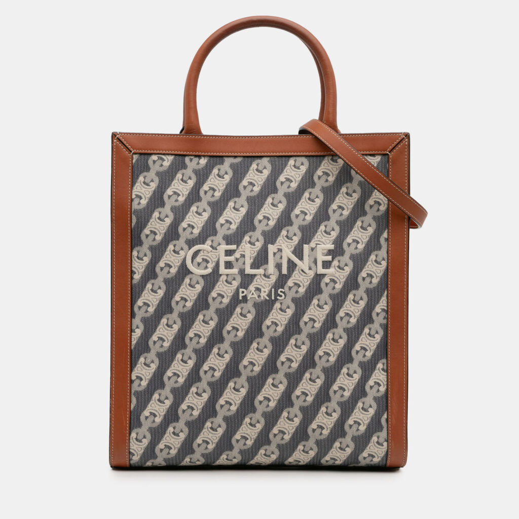 Celine Blue Small Triomphe Canvas Maillon Vertical Cabas Satchel Celine Blue Small Triomphe Canvas Maillon Vertical Cabas Satchel