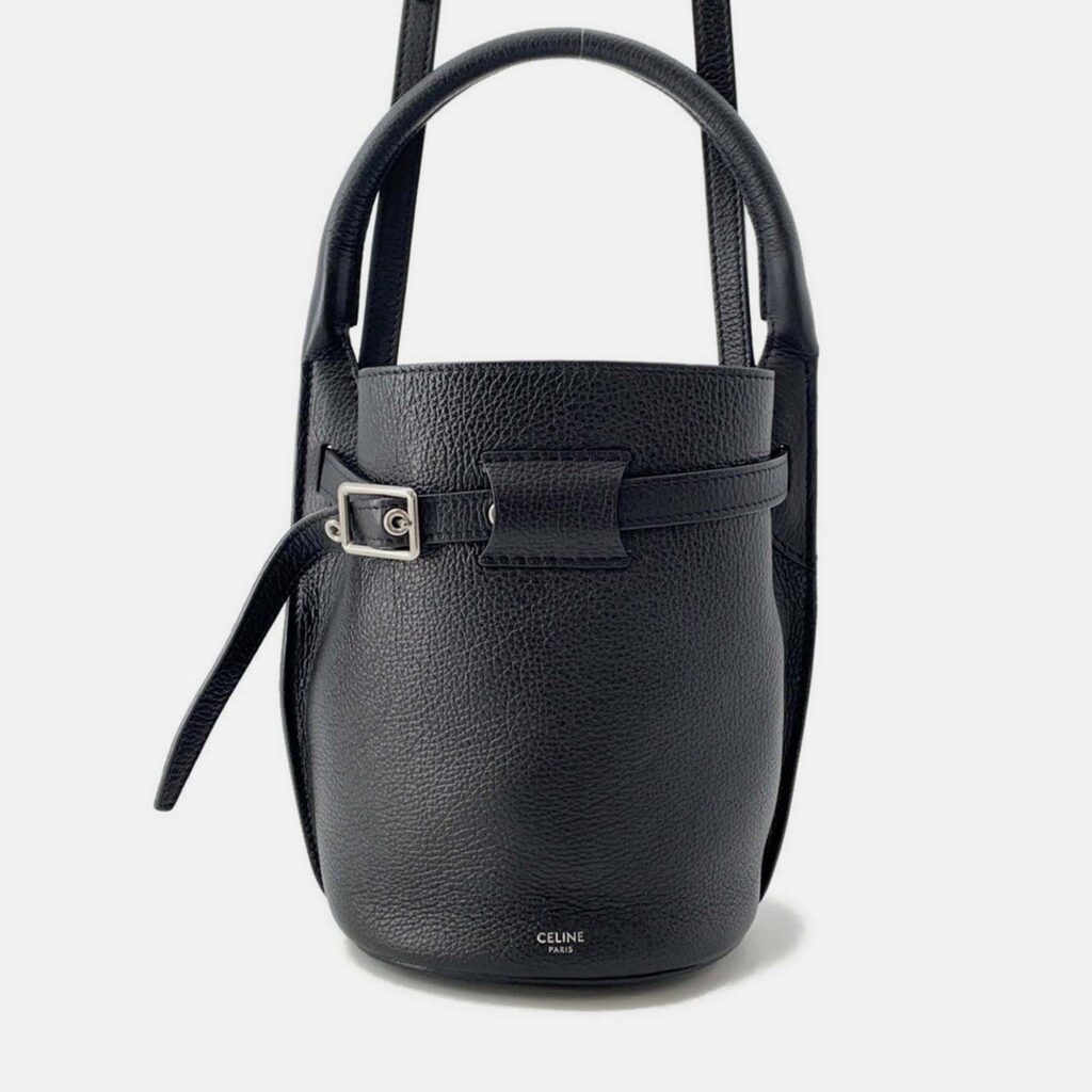 Celine Big Bag Bucket Black Leather Size Nano 2Way Handbag Celine Big Bag Bucket Black Leather Size Nano 2Way Handbag
