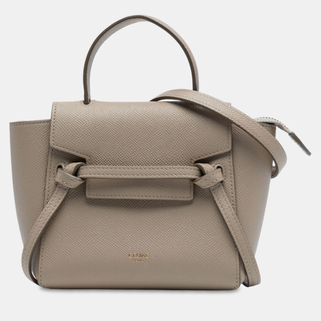 luxury-women-celine-used-handbags-p1234619-005-1.jpg Celine Brown Pico Grained Calfskin Belt Bag