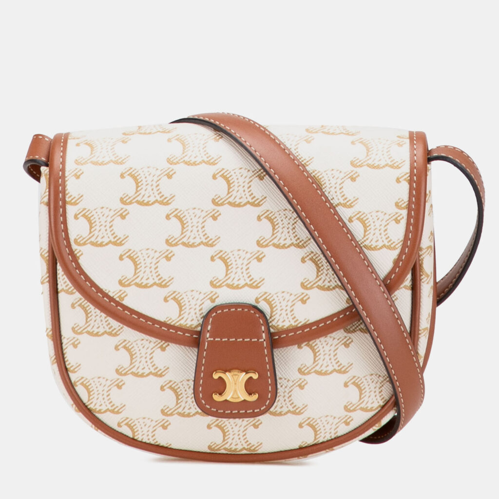 Celine Mini Triomphe Coated Canvas Besace Crossbody Celine Mini Triomphe Coated Canvas Besace Crossbody
