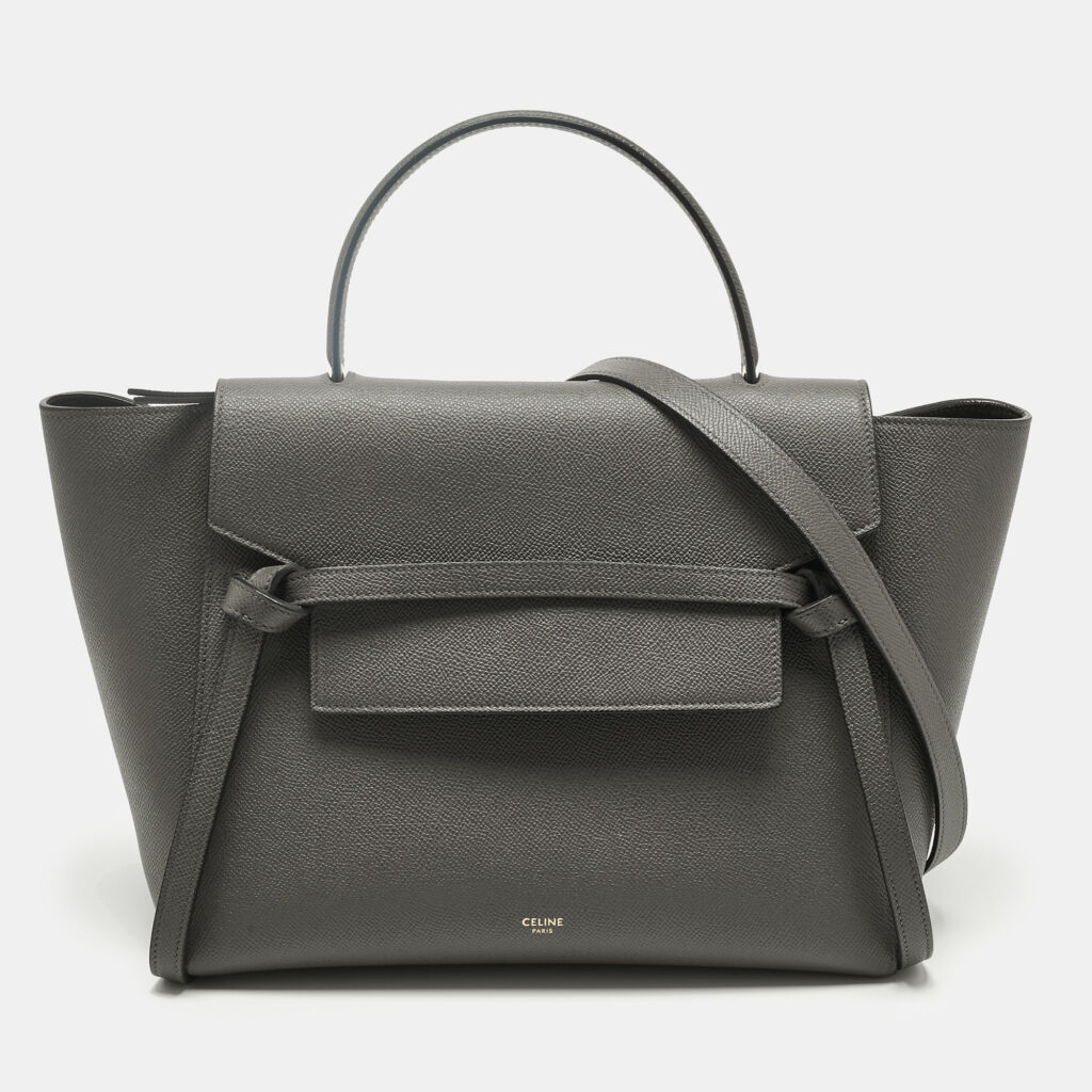 luxury-women-celine-used-handbags-p1237255-001-1.jpg Celine Grey Leather Mini Belt Top Handle Bag