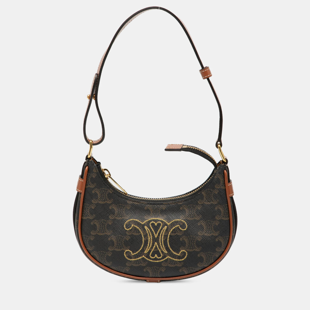 luxury-women-celine-used-handbags-p1237719-008-1.jpg Celine Triomphe Ava Mini Coated Canvas Shoulder Bag