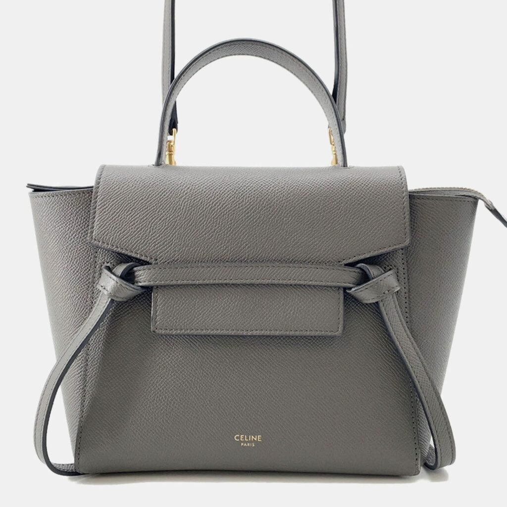 Celine Belt Bag Gray Leather Size Nano