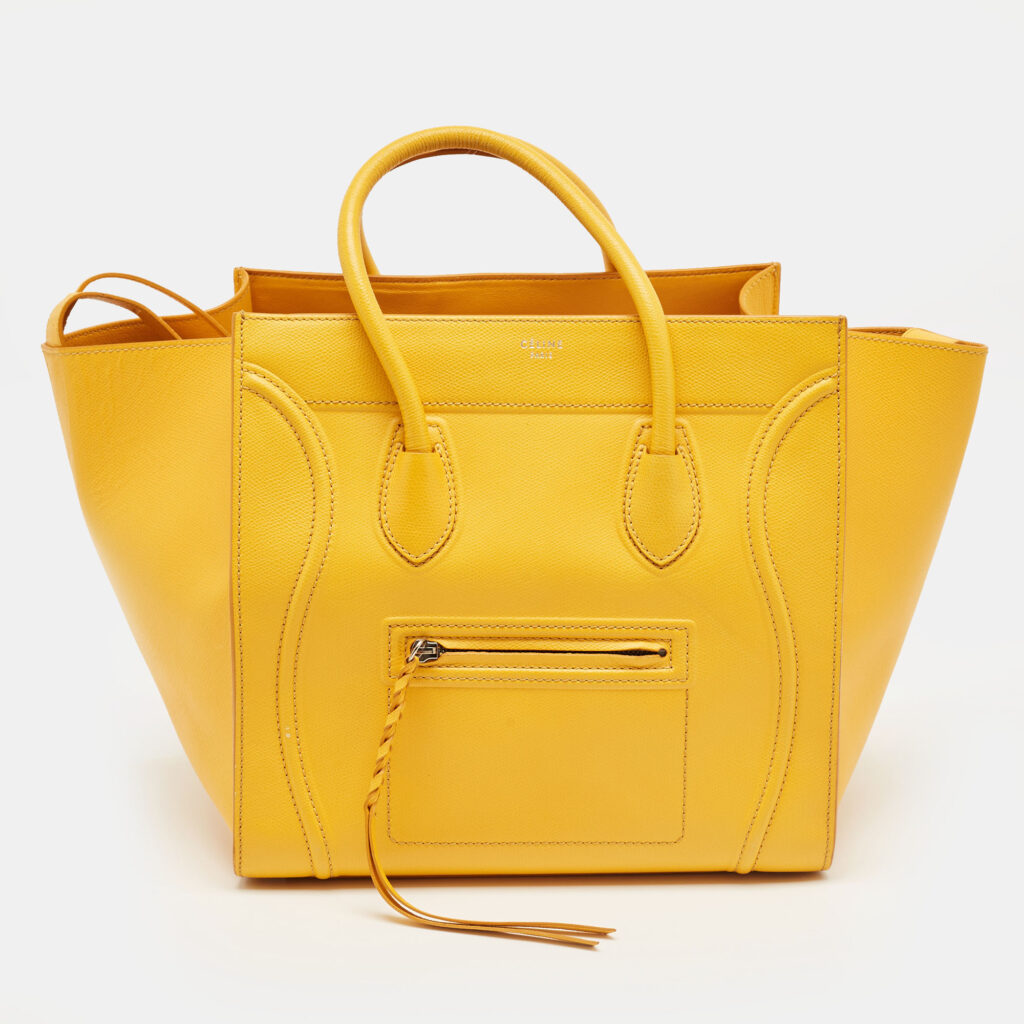 Celine Yellow Leather Medium Phantom Luggage Tote
