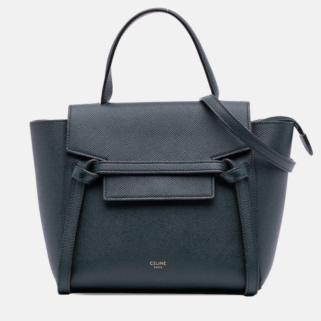 Celine Green Nano Grained Calfskin Belt Bag