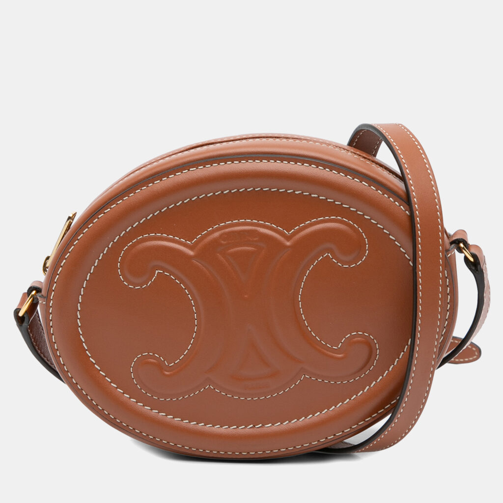Celine Brown Small Calfskin Cuir Triomphe Oval Crossbody Celine Brown Small Calfskin Cuir Triomphe Oval Crossbody