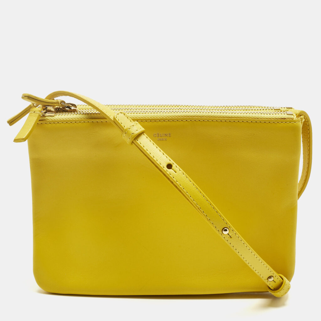 Celine Yellow Leather Small Trio Crossbody Bag Celine Yellow Leather Small Trio Crossbody Bag