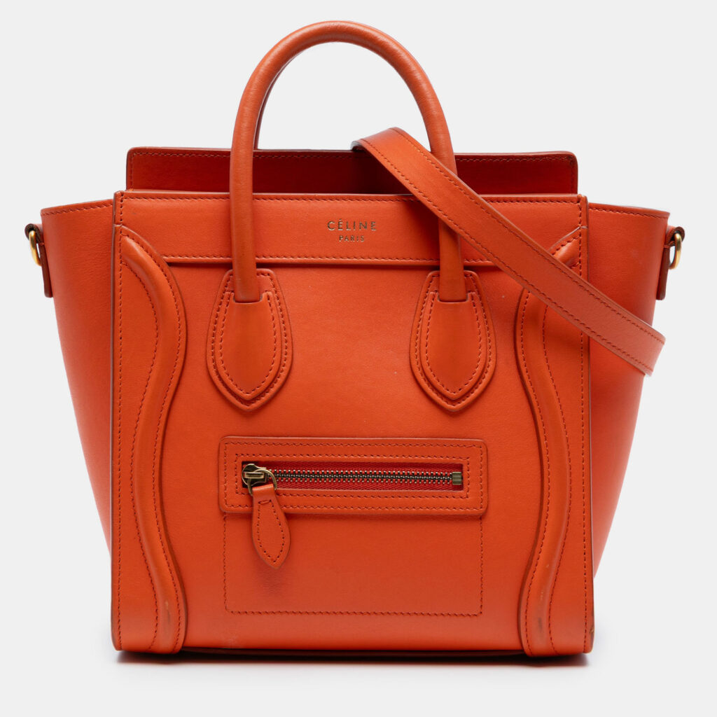 Celine Orange Nano Leather Luggage Tote Celine Orange Nano Leather Luggage Tote