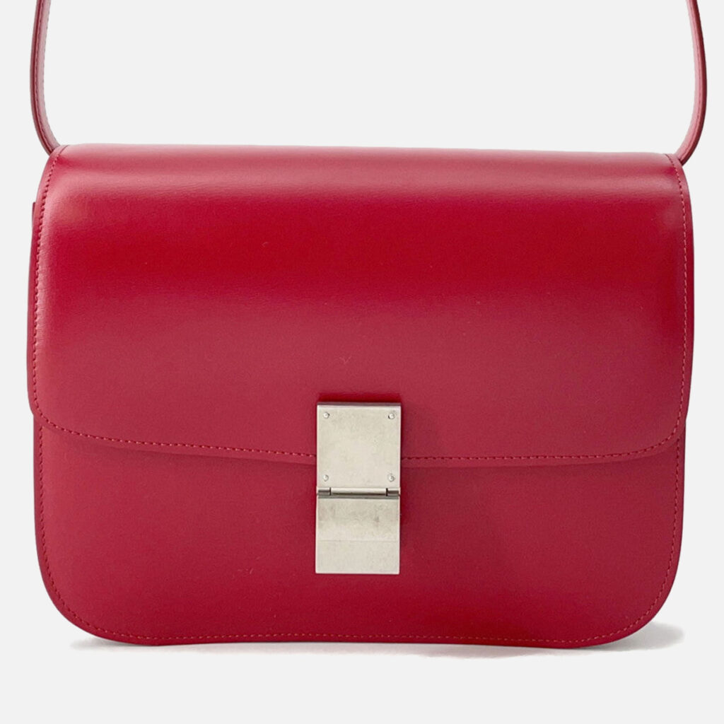 Celine Classic Box Shoulder Bag Red Leather Size Medium Celine Classic Box Shoulder Bag Red Leather Size Medium