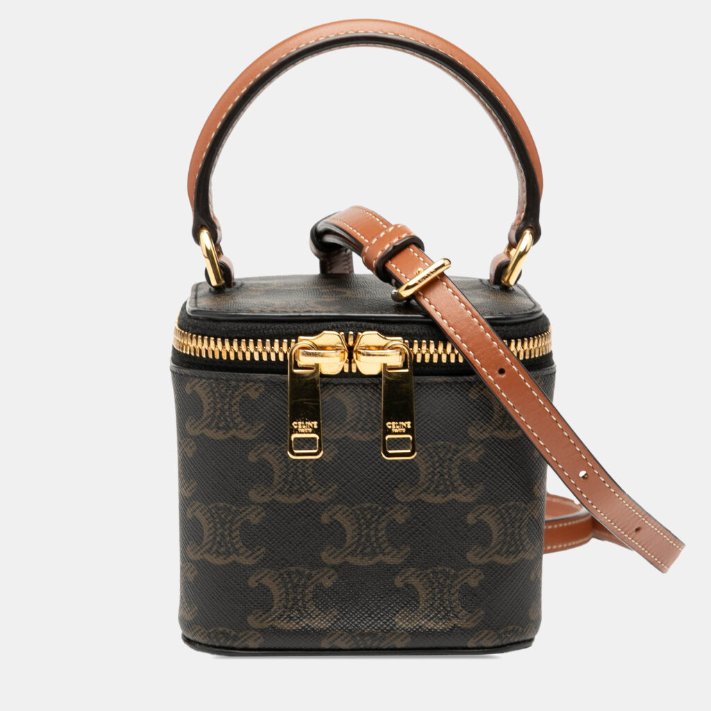Celine Brown Mini Triomphe Coated Canvas Vanity Case