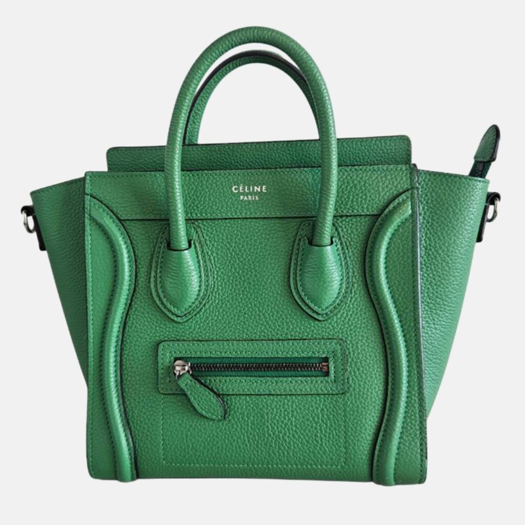 Celine Nano Luggage Green Leather Tote Bag