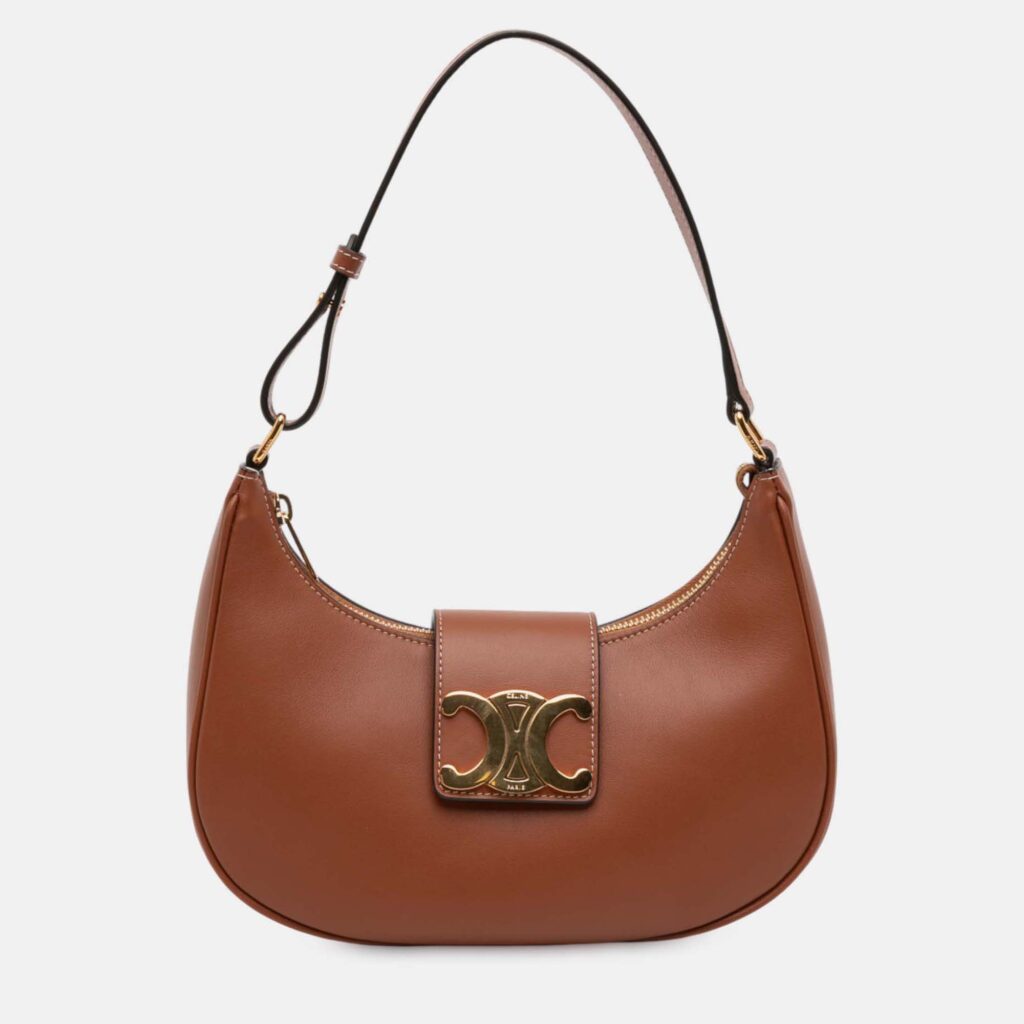 Celine Brown Medium Smooth Calfskin Triomphe Ava Shoulder Bag Celine Brown Medium Smooth Calfskin Triomphe Ava Shoulder Bag