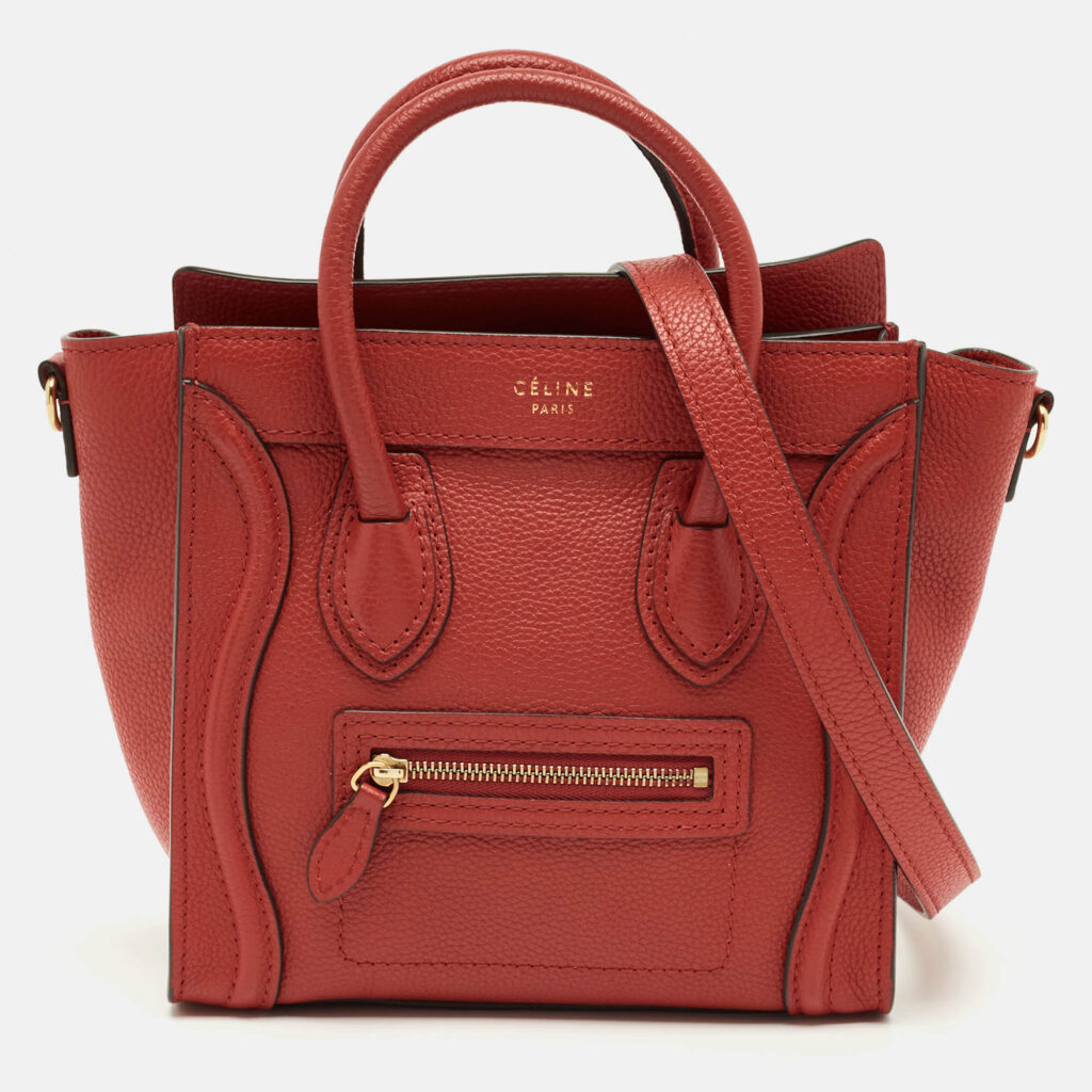 luxury-women-celine-used-handbags-p1243031-014-1.jpg Celine Red Leather Nano Luggage Tote