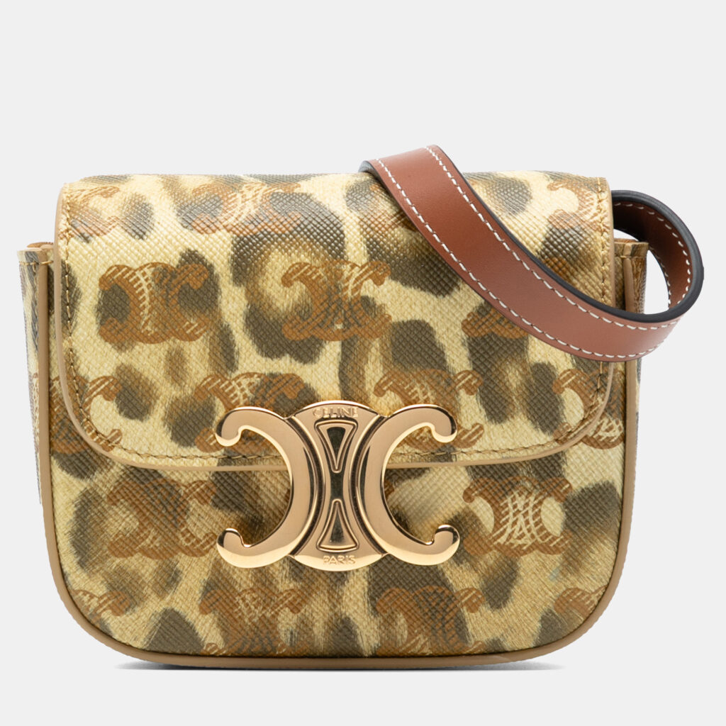 luxury-women-celine-used-handbags-p1244152-005-1.jpg Celine Brown Mini Calfskin Leopard Print Claude Crossbody