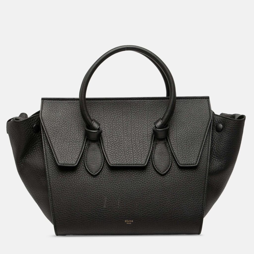 Celine Black Medium Grained Calfskin Tie Knot Tote