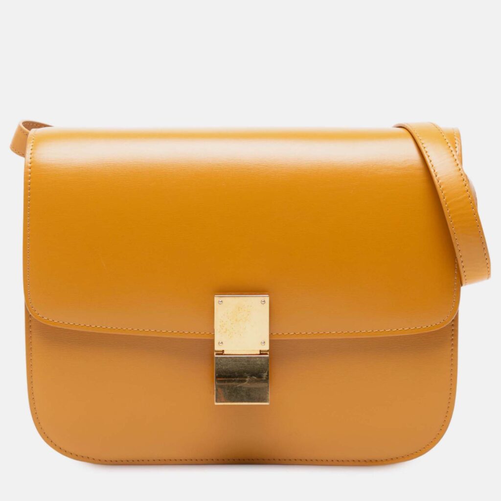 Celine Yellow Medium Calfskin Classic Box Celine Yellow Medium Calfskin Classic Box