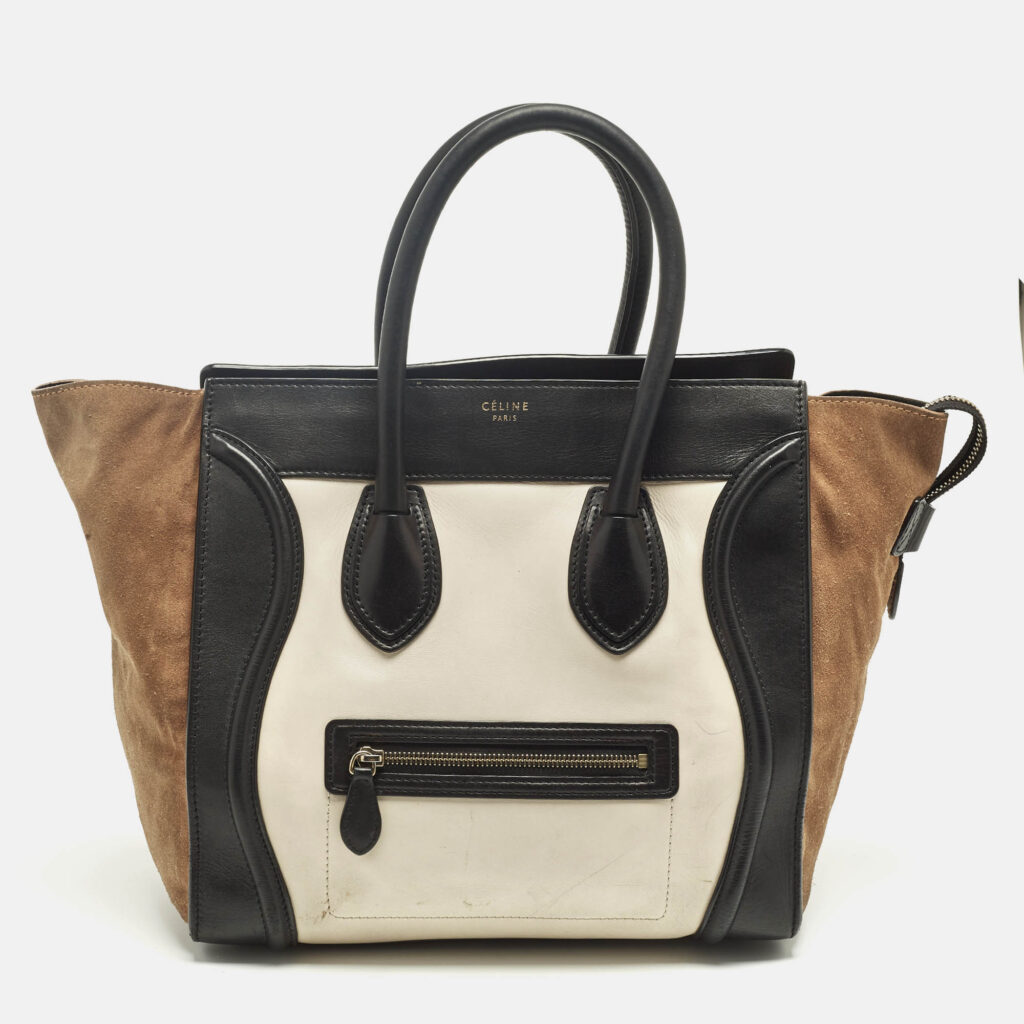 Celine Tricolor Leather and Suede Mini Luggage Tote Celine Tricolor Leather and Suede Mini Luggage Tote