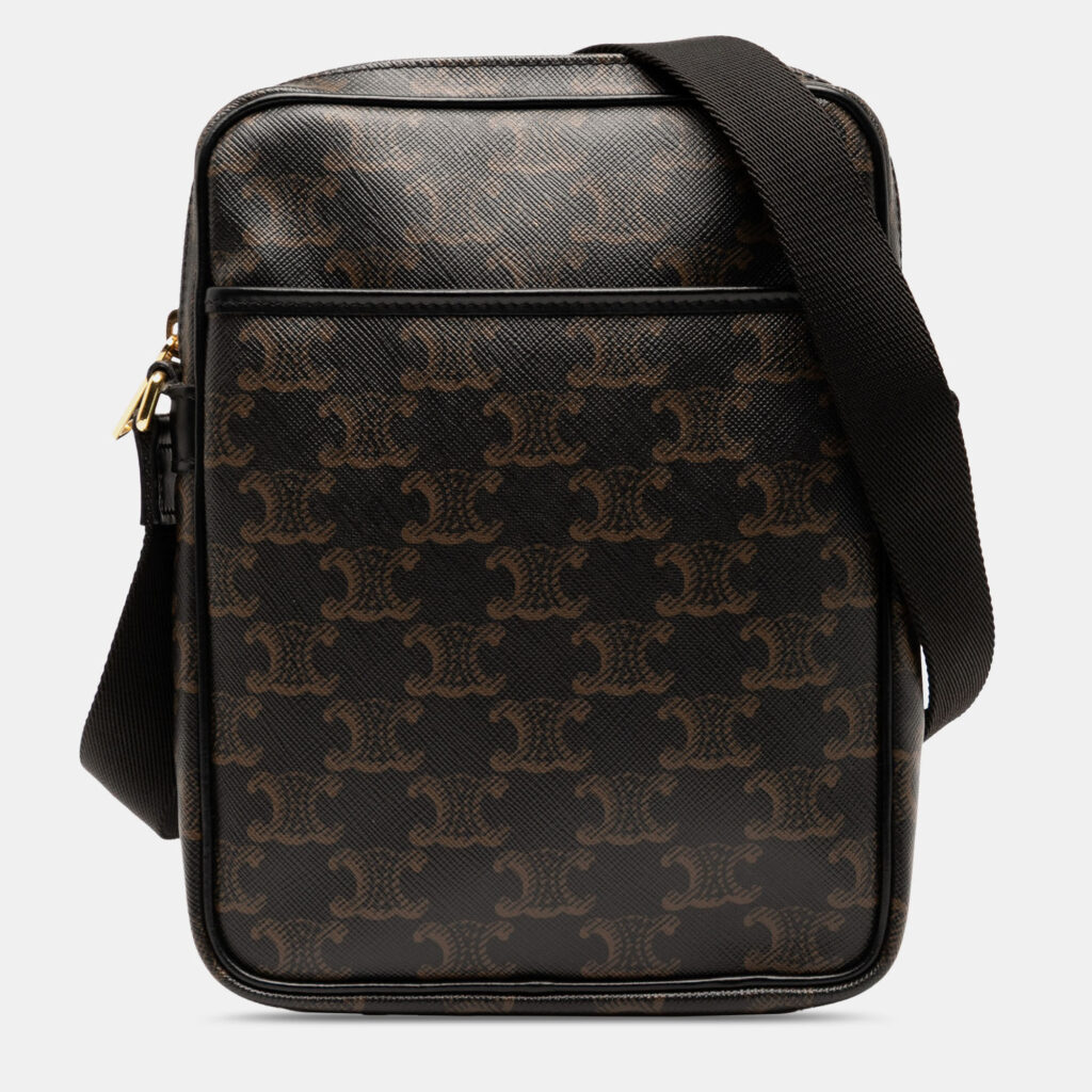 Celine Brown Triomphe Coated Canvas Vertical Crossbody Celine Brown Triomphe Coated Canvas Vertical Crossbody