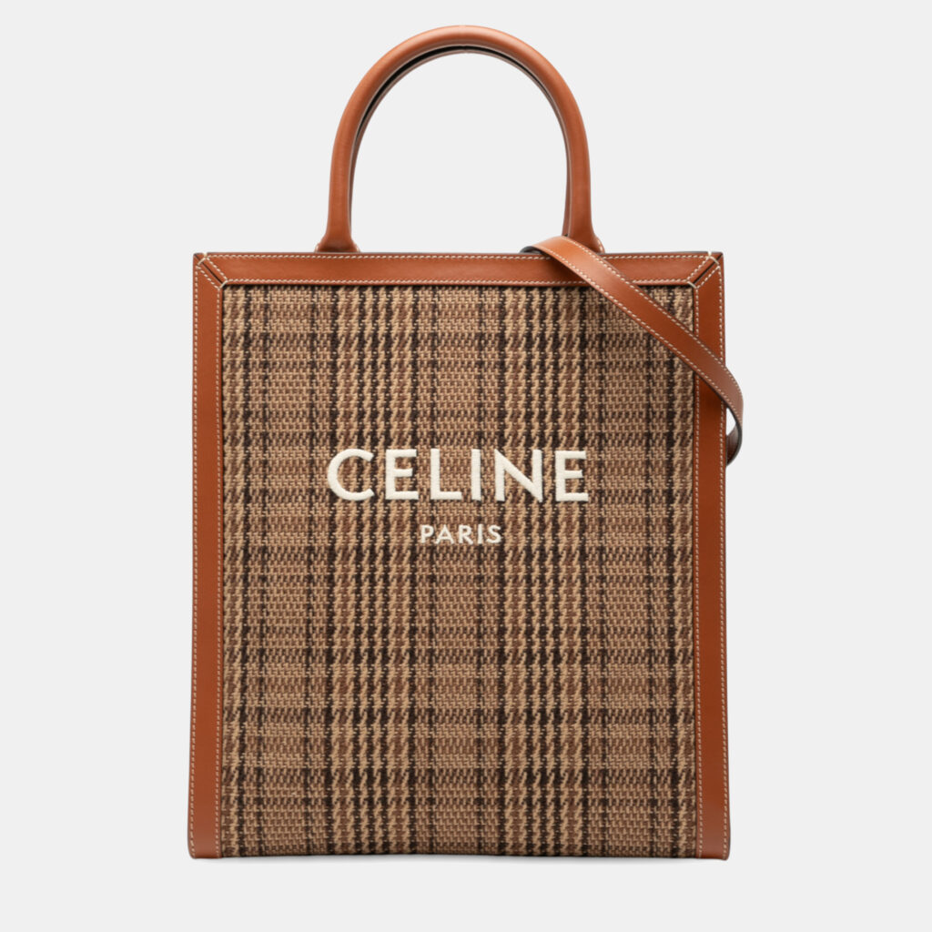 Celine Brown Small Canvas Vertical Cabas Satchel