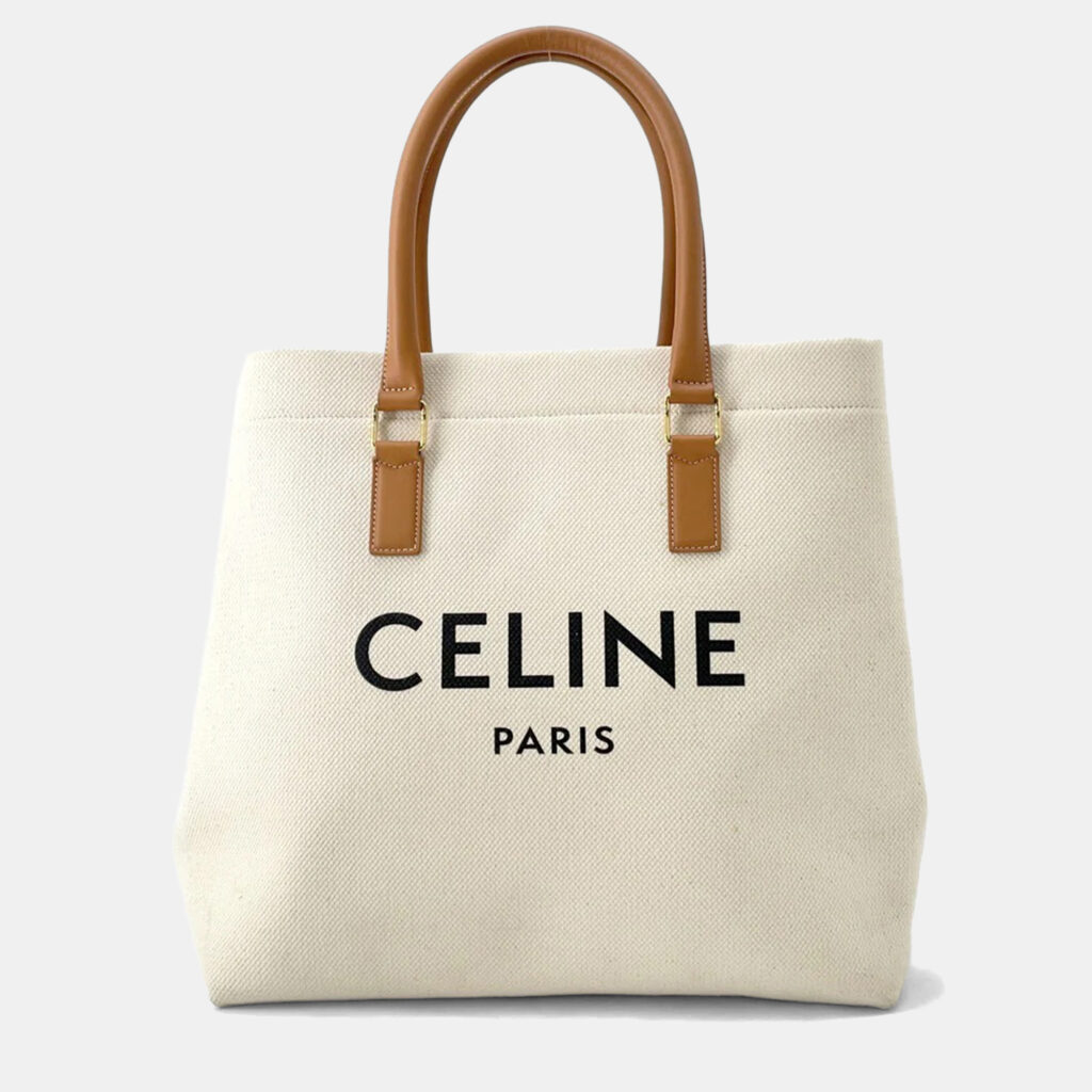 Celine Horizontal Cabas Natural/Brown Canvas Leather Celine Horizontal Cabas Natural/Brown Canvas Leather