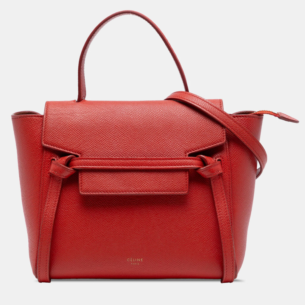 Celine Red Nano Grained Calfskin Belt Bag