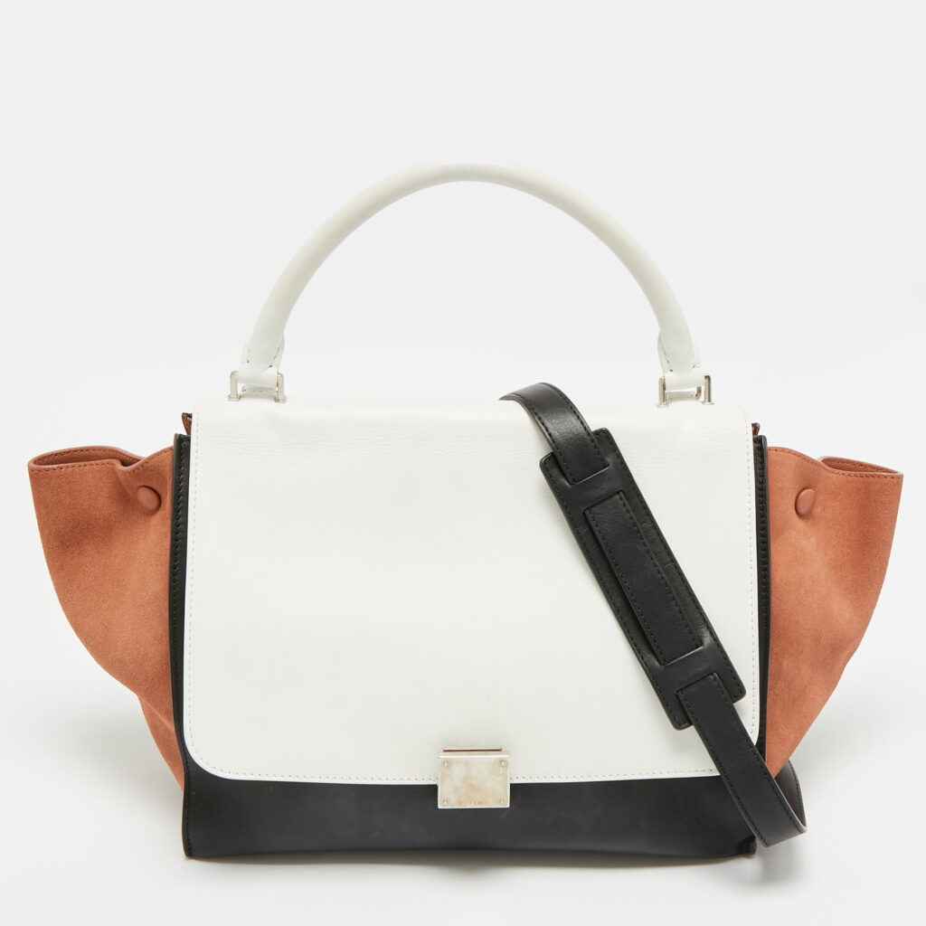 Celine Trapeze Medium Tricolor Leather and Suede Top Handle Bag
