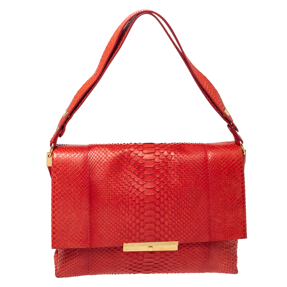Celine Red Python Blade Flap Bag Celine Red Python Blade Flap Bag