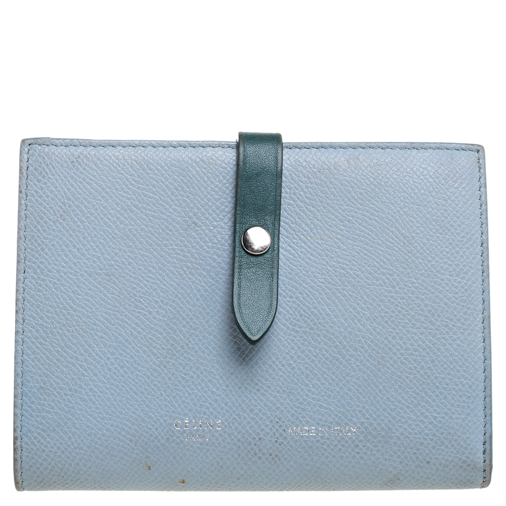 Celine Blue/Green Leather Multifunction Strap Wallet Celine Blue/Green Leather Multifunction Strap Wallet