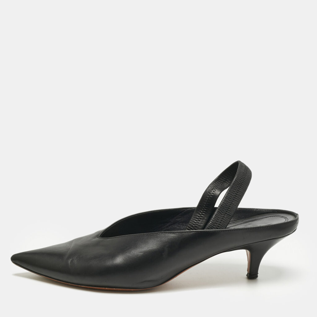 Feline Black Leather V Neck Slingback Pumps Size 39 Feline Black Leather V Neck Slingback Pumps Size 39